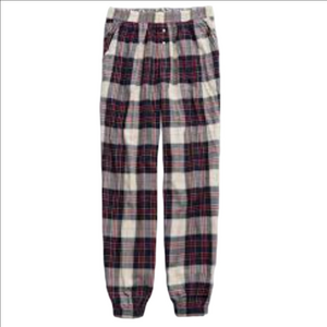 Women's Aerie S Cream Navy Plaid Pajama Pants